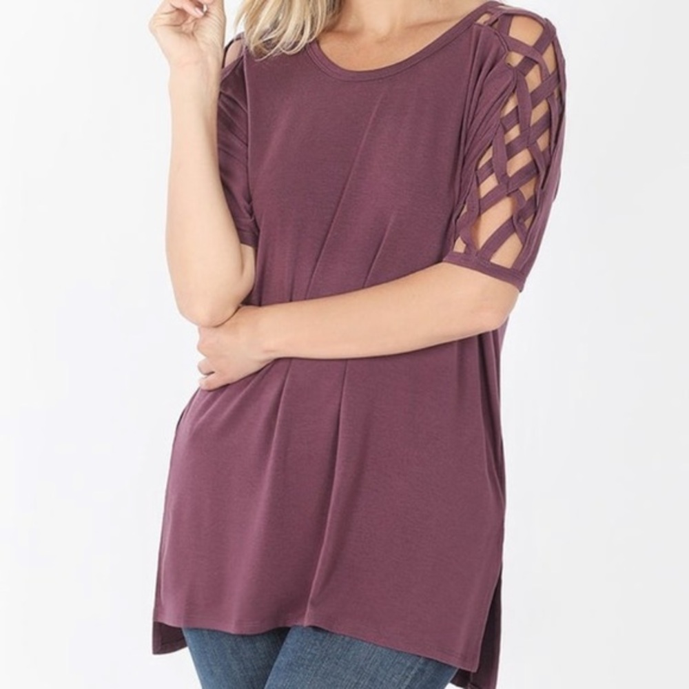 Purple Criss Cross Hi-Low Top, medium